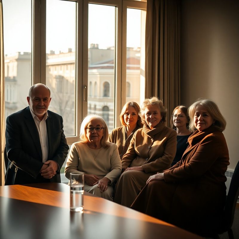 Familie multigenerațională într-o sală de consultanță din Timișoara